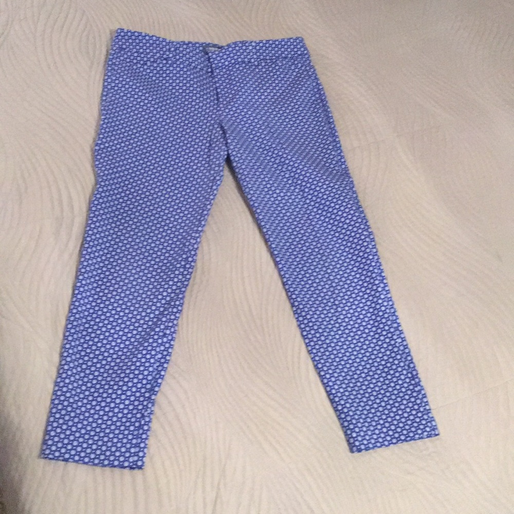 Old Navy Pixie Pants Blue and White Floral Pattern